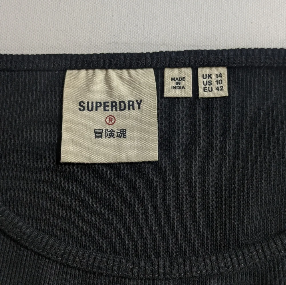 Superdry Code Essential Strappy Mini Slim Fit Tank Dress Bodycon Black Sz 10 EUC - Picture 12 of 16